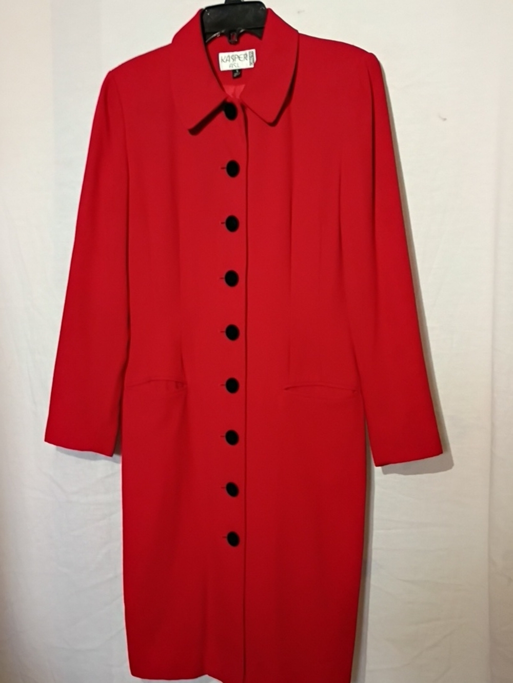 Kasper Bright Red Long Button-Front Dress Coat